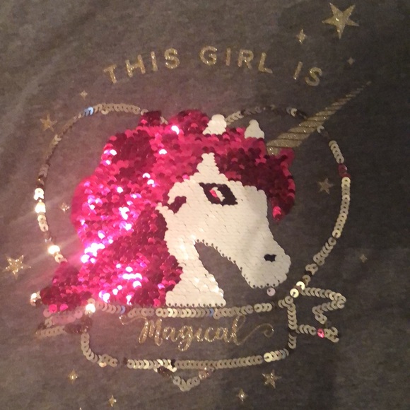 Girls long sleeve flippy unicorn shirt - Picture 3 of 4